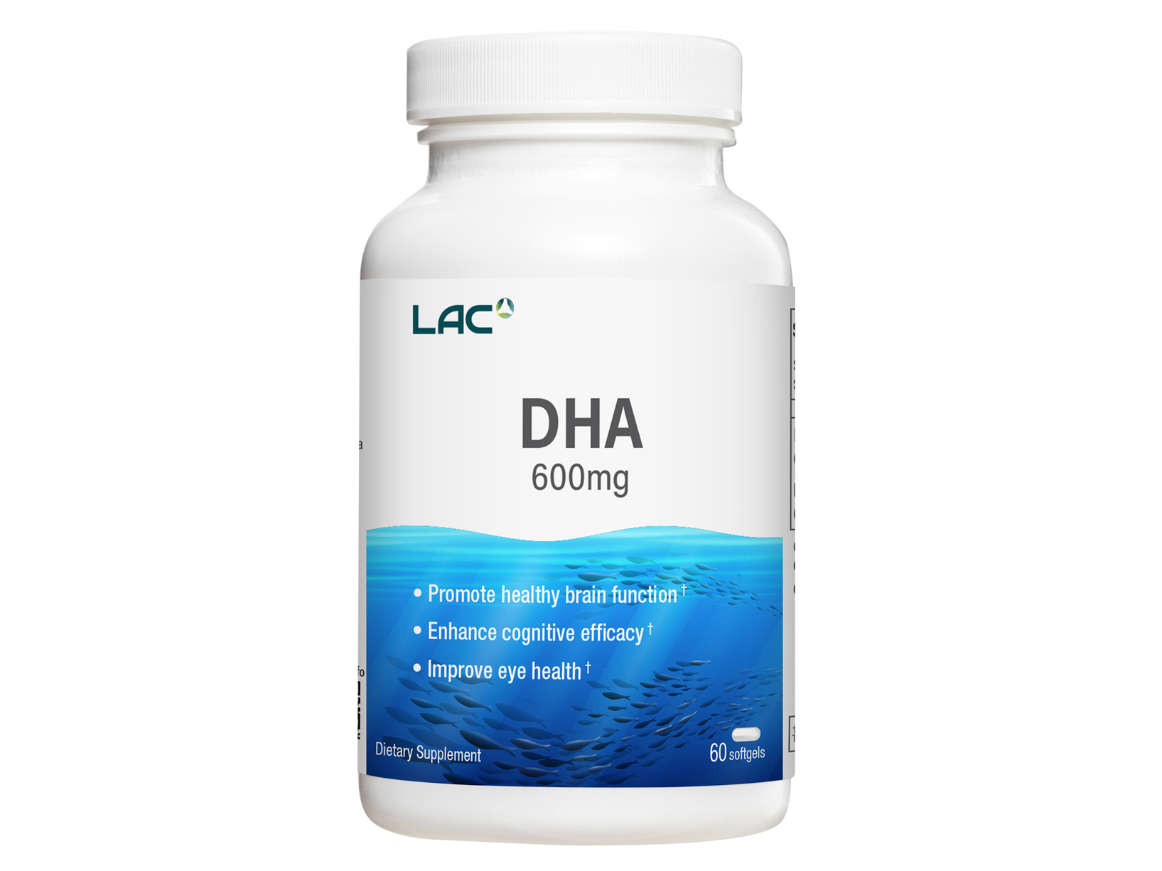 01404610_LACDHA600mg_60Softgels_india_FrontBottle_1635x1227 LAC Omegas & Fish Oil DHA 600mg (60 softgels) - Image 1